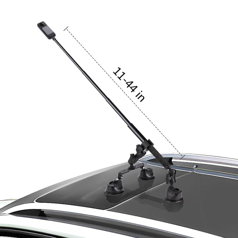 Universal Suction Car Mount with 44-Inch Extensible Selfie Stick Compatible with GoPro Insta360 x4 x3 x2 x One RS R and Action Cameras Also for Windshield Roof Bike & Motorcycle - Image 5