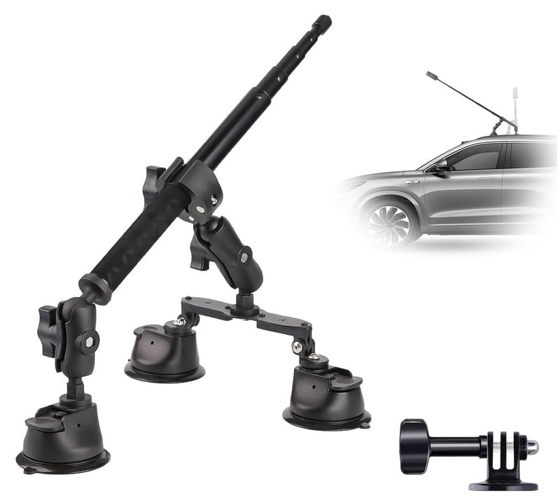 Universal Suction Car Mount with 44-Inch Extensible Selfie Stick Compatible with GoPro Insta360 x4 x3 x2 x One RS R and Action Cameras Also for Windshield Roof Bike & Motorcycle - Image 1