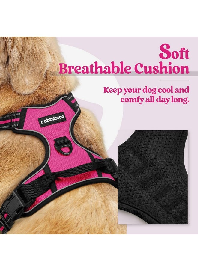 Rabbitgoo rabbitgoo Dog Harness No Pull with 2 Leash Clips, Adjustable Soft Padded, Reflective Oxford No Choke Pet Vest with Easy Control Handle for Medium Sized Dogs, Hot Pink, M  - Image 1