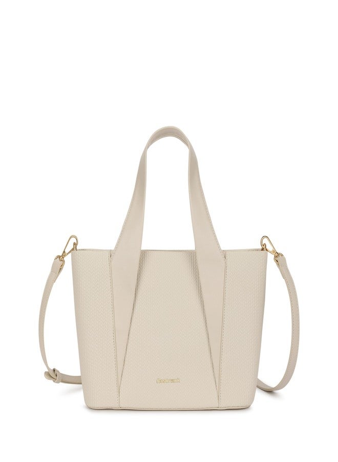 fastrack Vanilla Plait Satchel | Faux-Leather Women's Handbag | Dual Carry with Braided Texture & Zipper Closure - Image 1