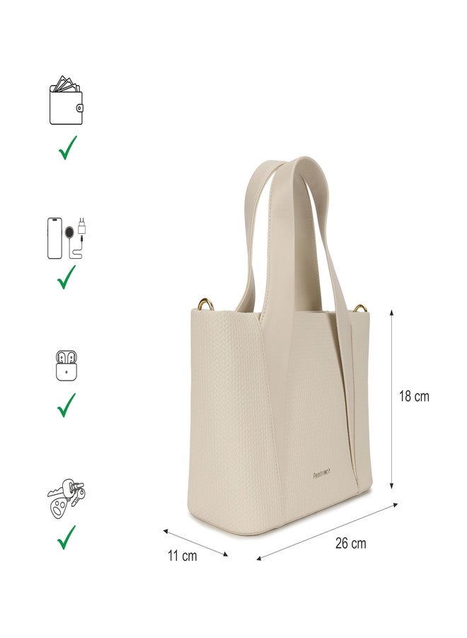 fastrack Vanilla Plait Satchel | Faux-Leather Women's Handbag | Dual Carry with Braided Texture & Zipper Closure - Image 4