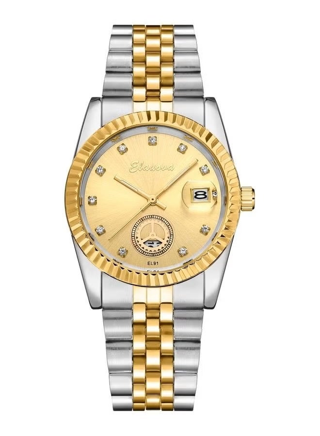 Elanova Men's Quartz Analog Wrist Watch with Stainless Steel Band - Model EL91 - Image 1