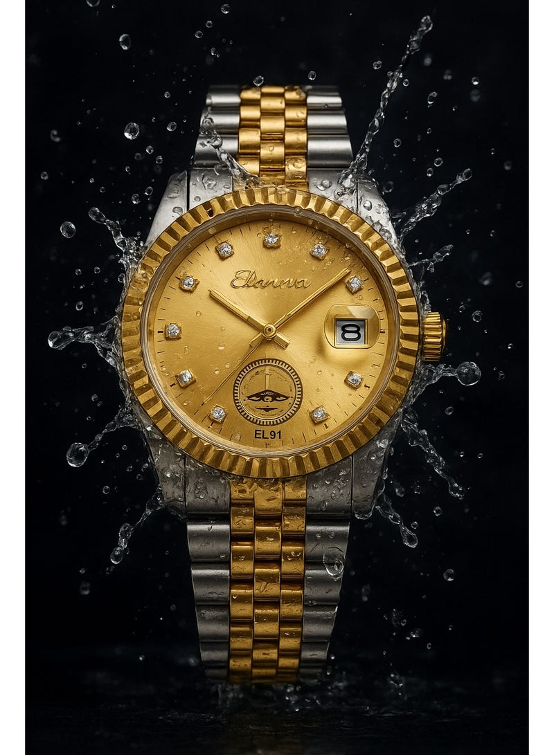 Elanova Men's Quartz Analog Wrist Watch with Stainless Steel Band - Model EL91 - Image 4