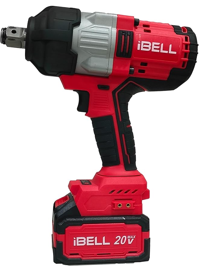 آي بيل طقم مفتاح ربط صدمي لاسلكي Ibell Bw1000، 20 فولت، ¾ بوصة، عزم دوران 1350 نيوتن متر، أقصى عزم دوران 1000 نيوتن متر، سرعة دوران 2200 دورة في الدقيقة، 3200 دورة في الدقيقة، بطارية 4.0 أمبير/ساعة، مقابس صدمية، مخفض سرعة، شاحن، وصندوق BMC - Image 3