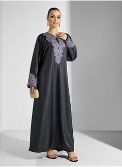 hayas closet Embroidered Jalabiya with Belt  - Image 4