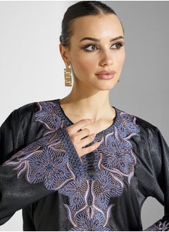 hayas closet Embroidered Jalabiya with Belt  - Image 3
