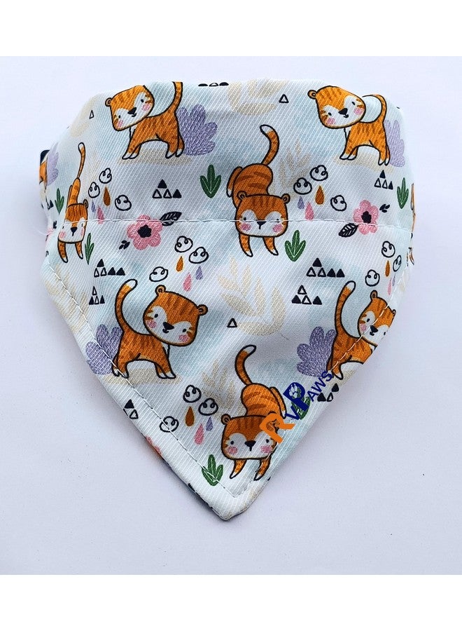 وشاح/منديل للكلاب مطبوع عليه Pups&Pets | حزام طوق بطول قابل للتعديل | إغلاق بإبزيم | إكسسوارات فاخرة للكلاب | منديل/منديل متضمن جرس للكلاب الصغيرة بطول (الحد الأدنى 10 بوصات، الحد الأقصى 14 بوصة) عبوة من قطعة واحدة - Image 2