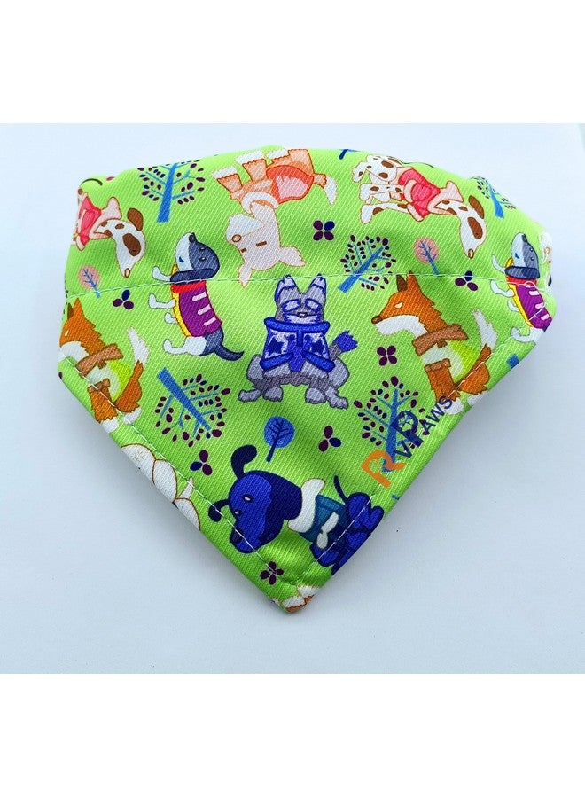 وشاح/منديل للكلاب مطبوع عليه Pups&Pets | حزام طوق بطول قابل للتعديل | إغلاق بإبزيم | إكسسوارات فاخرة للكلاب | منديل/منديل متضمن جرس للكلاب الصغيرة بطول (الحد الأدنى 10 بوصات، الحد الأقصى 14 بوصة) عبوة من قطعة واحدة - Image 3