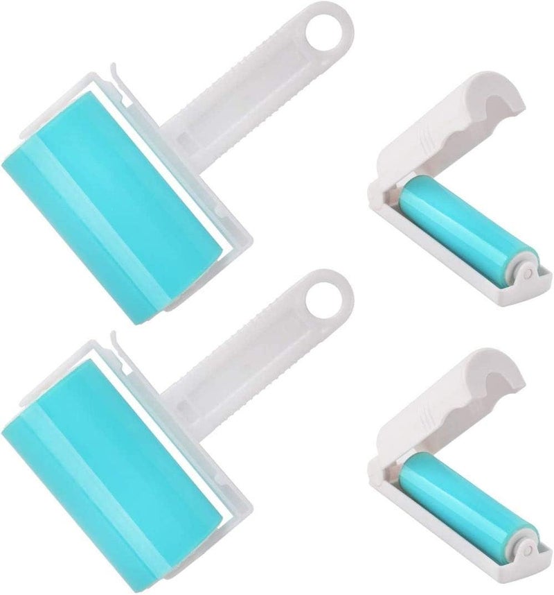 NUOBUT Sticky Lint Roller 4 Pack, Reusable&Washable Lint Roller Pet Hair Remover Include Large and Small Size Cleaner for Clothes, Pet Hairs, Carseats - Image 1