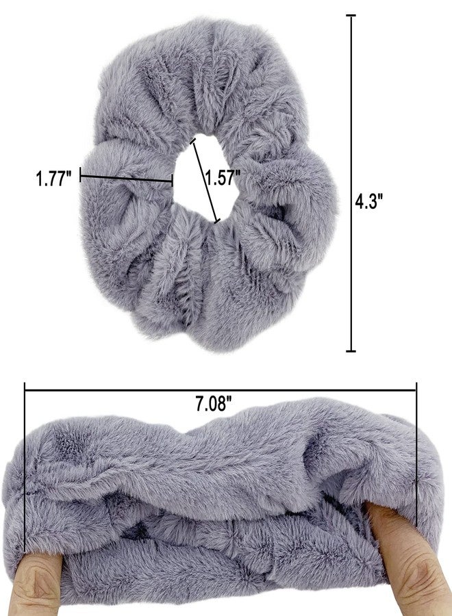 BETITETO Furry Hair Scrunchies Fluffy Bobbles Hair Elastic Ponytail Holder Soft for Women Girls, Pack of 9 (Multicolored Fluffy) - Image 4