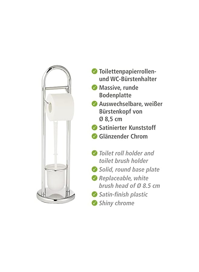 WENKO, Exclusive Siena Free Standing Toilet Brush Holder, Stainless Steel, Home and Bathroom Organizer, Wide Circular Base, 19x63x19cm, Chrome - Image 3