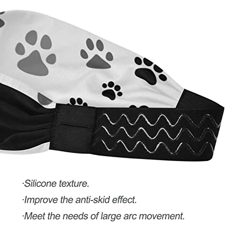 OTVEE Black Gray Dog Paw Print Headband for Women, Elastic Headwraps Hair Band Sweatband - Image 3