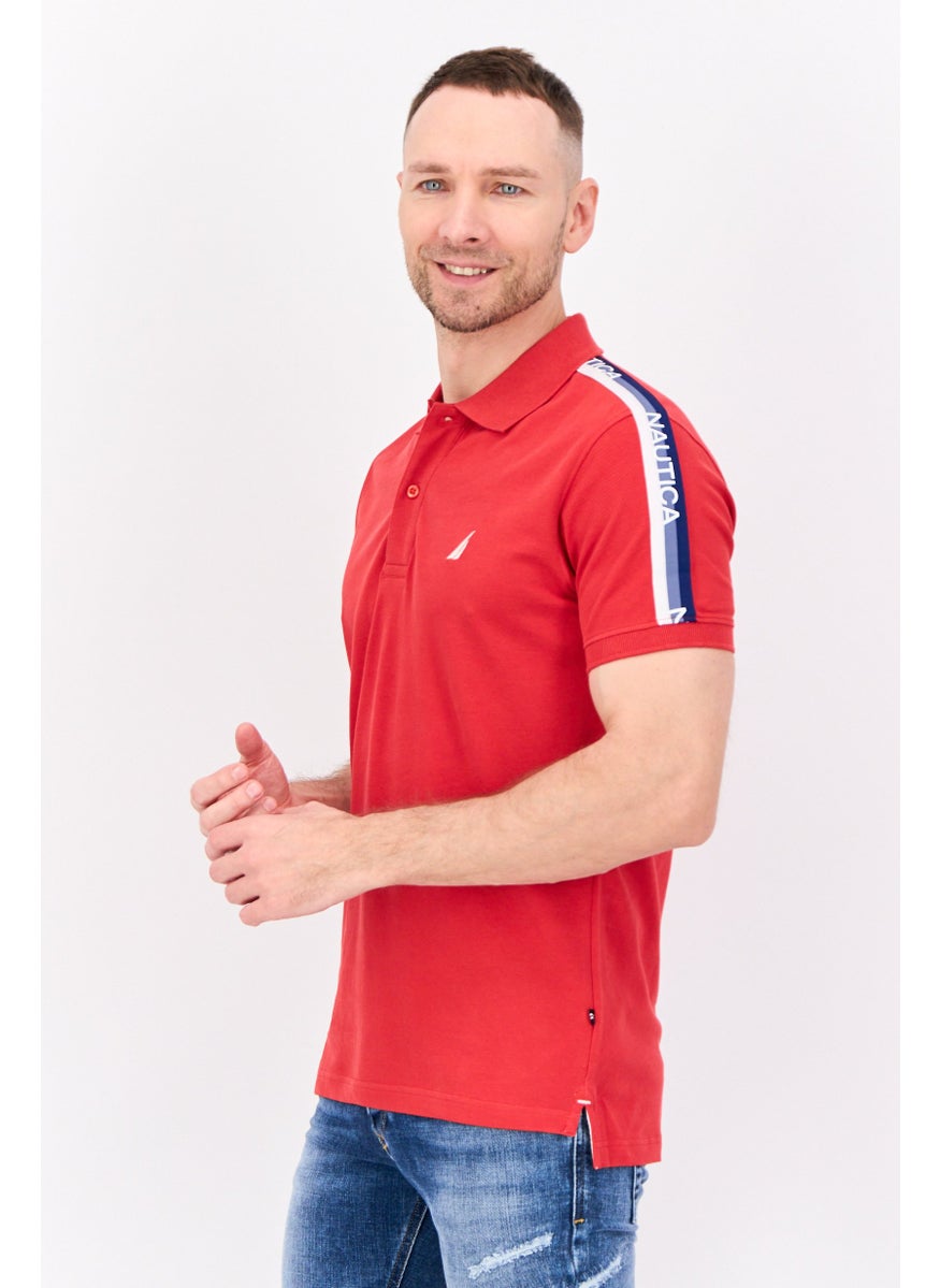 NAUTICA Men Regular Fit Embroidered Logo Short Sleeve Polo Shirt, Red  - Image 2