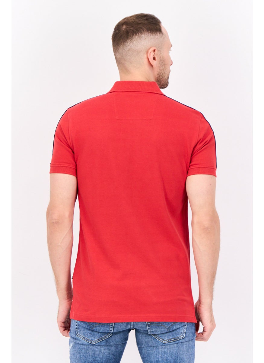 NAUTICA Men Regular Fit Embroidered Logo Short Sleeve Polo Shirt, Red  - Image 4