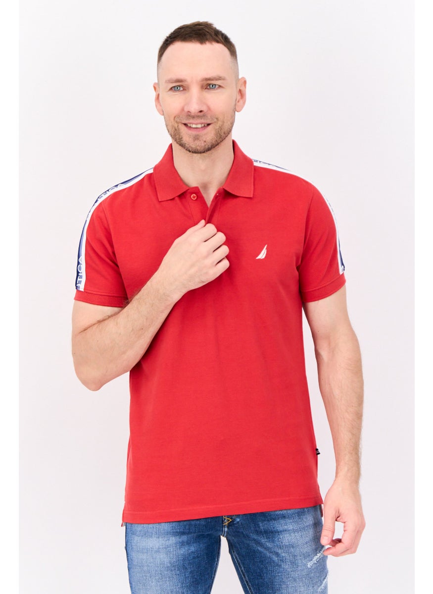 NAUTICA Men Regular Fit Embroidered Logo Short Sleeve Polo Shirt, Red  - Image 1