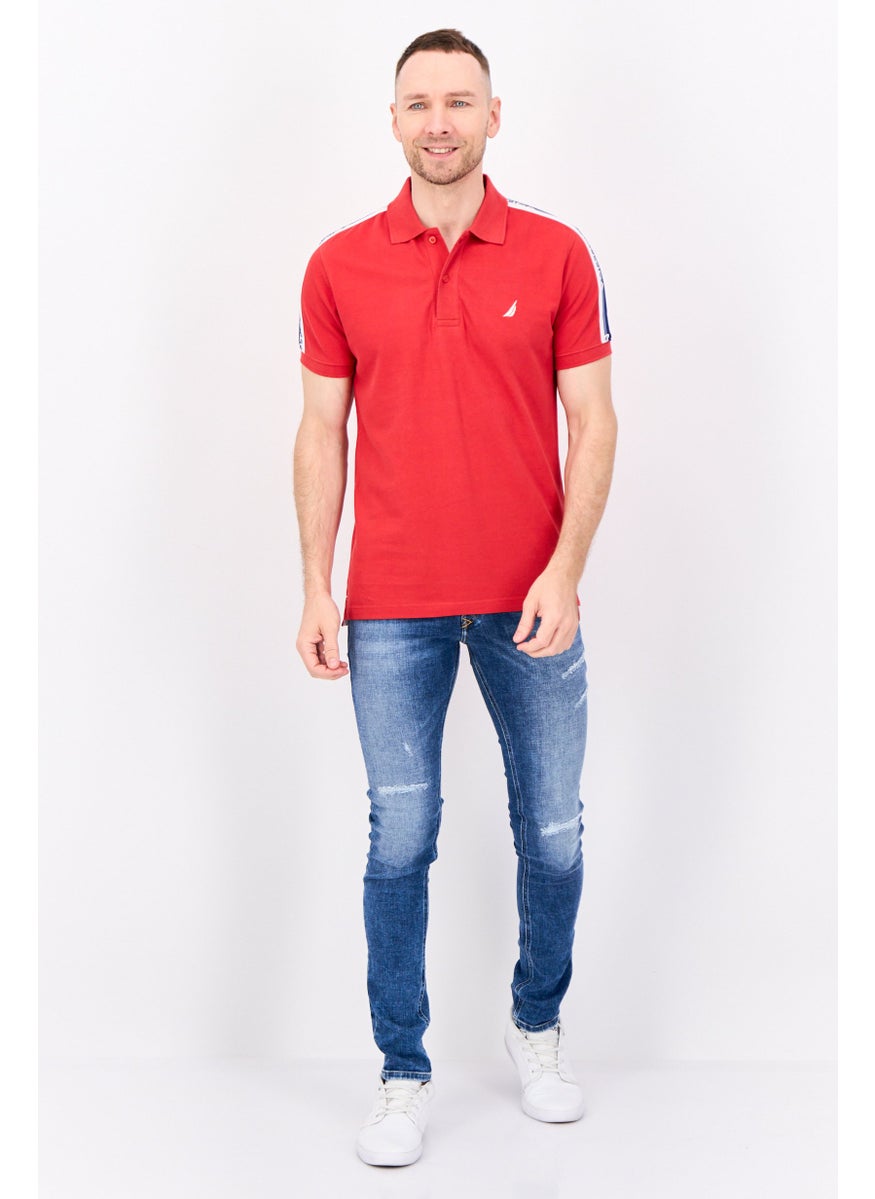 NAUTICA Men Regular Fit Embroidered Logo Short Sleeve Polo Shirt, Red  - Image 3