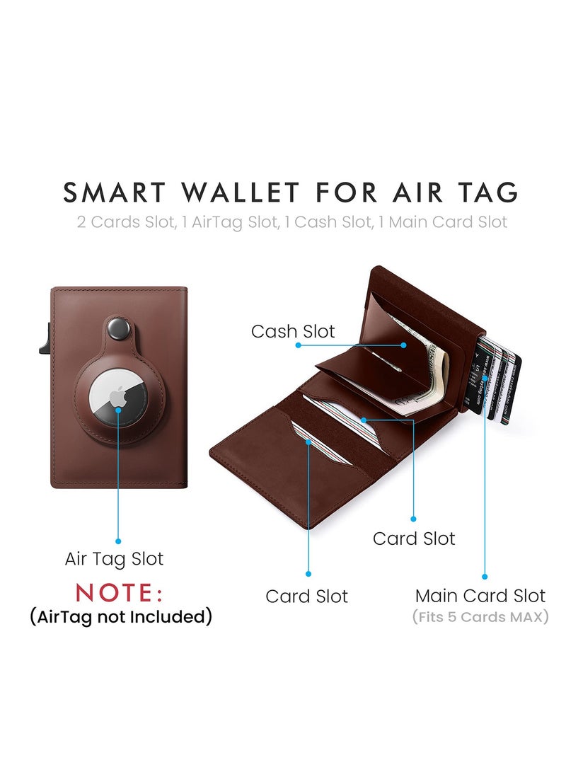 SYOSI AirTag Wallet, Trackable Wallet with AirTag Holder, RFID-Blocking Minimalist Leather Wallet, Slim Leather Airtag Wallet, Men and Women, Smart Wallet, AirTag Not Included (Brown) - Image 5