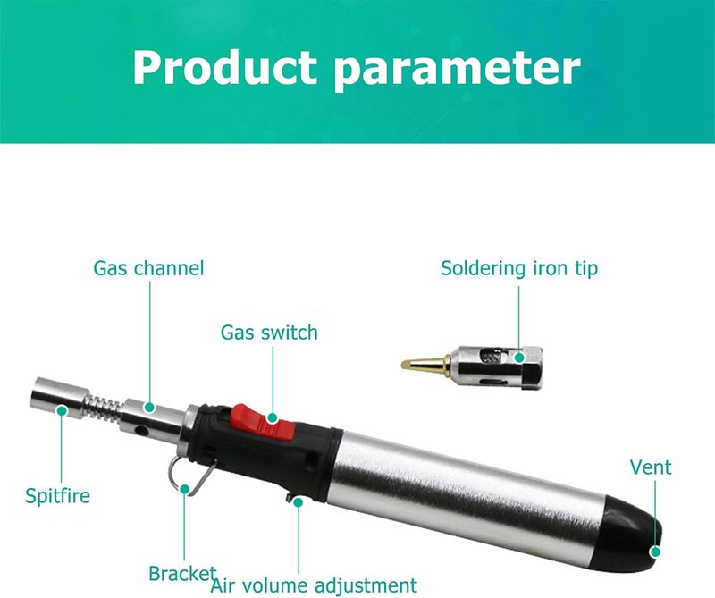 ويوبلز طقم مكواة لحام غاز البوتان لاسلكي محمول، قلم لحام، شعلة لحام قابلة لضبط درجة الحرارة، أداة لحام لإصلاح أجهزة الكمبيوتر الإلكترونية - Image 5
