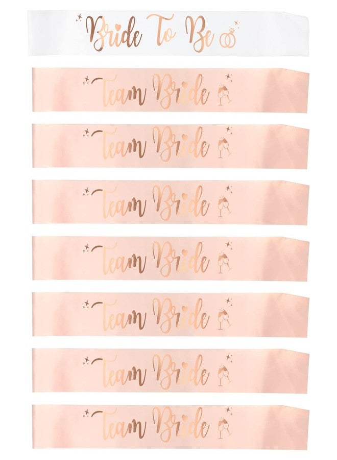 PATICARRY Happyland 8 sets Team Bride Sash Bachelorette Party Decorations Bridesmaid Sashes Rose Gold Foil letter for Bridal Shower & Wedding Party - Image 1