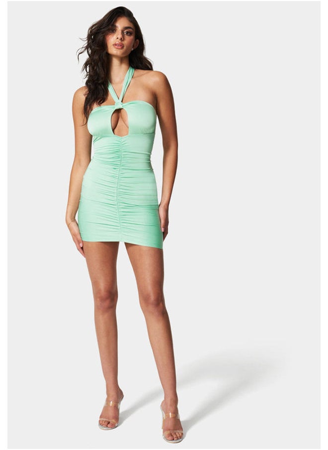 bebe HALTER NECK KEYHOLE DRESS  - Image 1