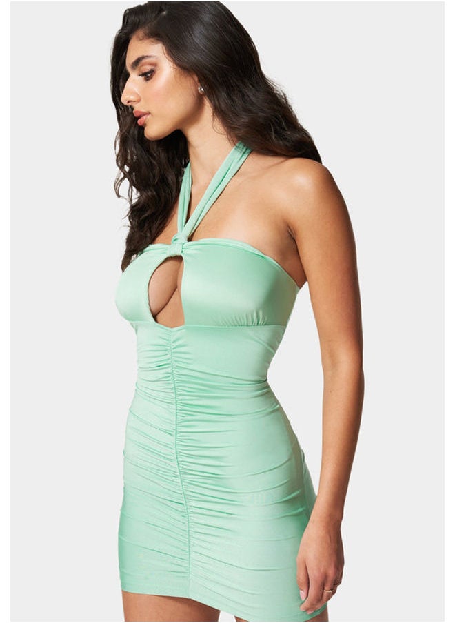 bebe HALTER NECK KEYHOLE DRESS  - Image 2