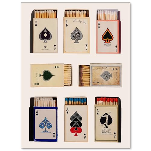 enttgo Ace of Spades Playing Card Poster Fashion Poker Canvas Wall Art Vintage Minimalist Prints Modern Trendy Bar Cart Wall Decor for Dorm Room Bedroom 12X16 inch Unframed - Image 1