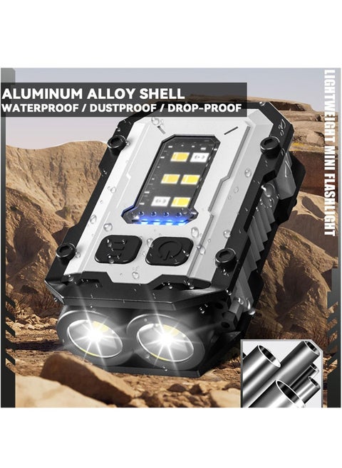 Mini Keychain EDC Flashlight Rechargeable, 1000 High Lumens Super Bright Flash Lights Small Portable Tactical Pocket Torch with Magnet & Clip, 8 Modes,USB C Ipx65 Waterproof