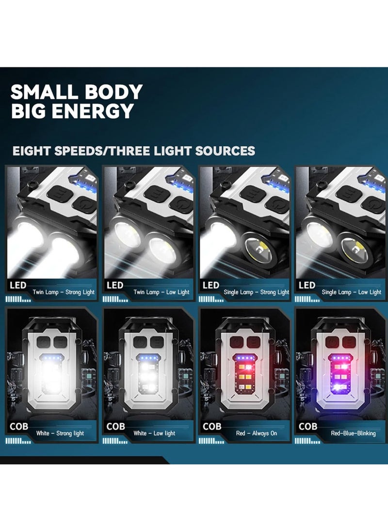 Mini Keychain EDC Flashlight Rechargeable, 1000 High Lumens Super Bright Flash Lights Small Portable Tactical Pocket Torch with Magnet & Clip, 8 Modes,USB C Ipx65 Waterproof