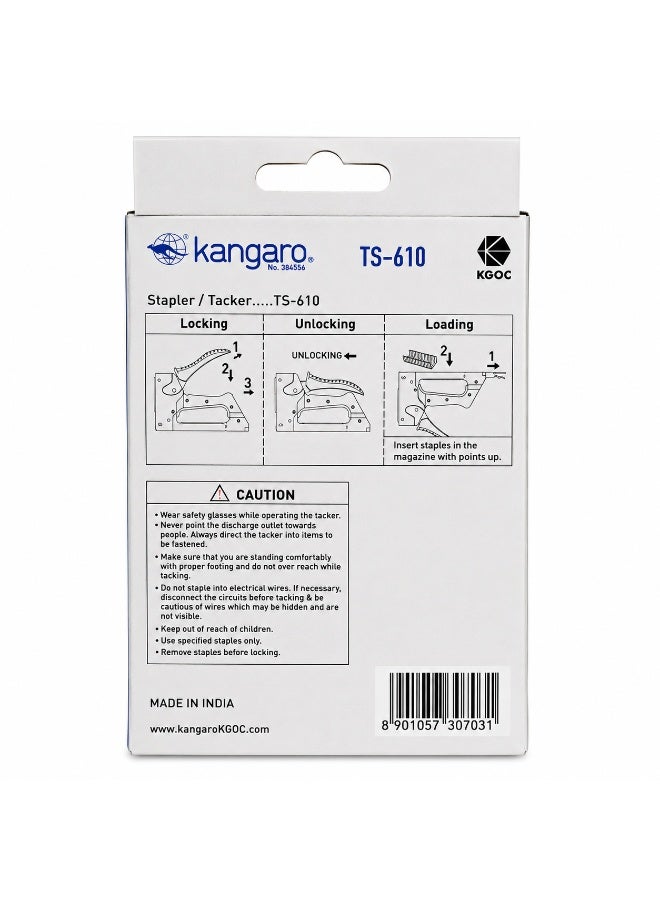 Kangaro TS-610 Heavy Duty Gun Tacker Stapler | Steel Body | Compatible with 6-10mm Staples | Ideal for Upholstery, Carpentry, Furniture, Decoration & DIY - Image 2