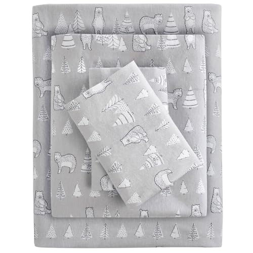 Sleep Philosophy True North by Sleep Philosophy Cozy Flannel Warm 100 Cotton Sheet Novelty Print Animals Stars Cute Ultra Soft Cold Weather Bedding Set Twin XL Bear 3 Piece - Image 1