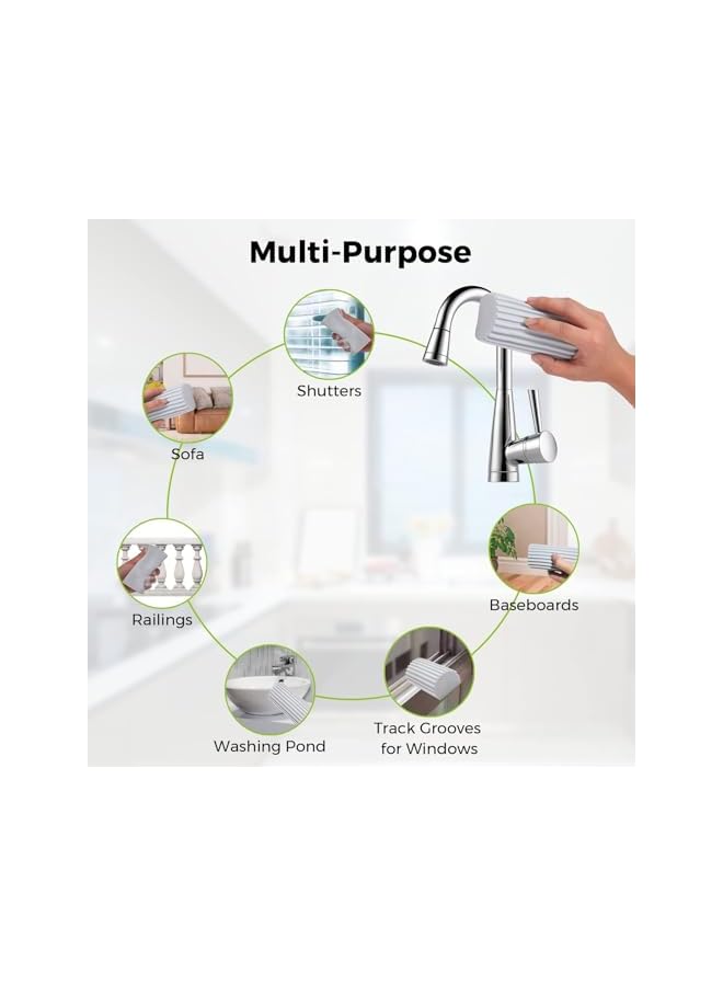 PROMASS promass 4 Pcs Damp Sponge Duster Grey, Sponge Cleaning Brush, Reusable Wet Sponges Cleaning Supplies Tool, Household Clean Sponges Duster for Cleaning Baseboards Blinds, Vents, Window Trunk - Image 5