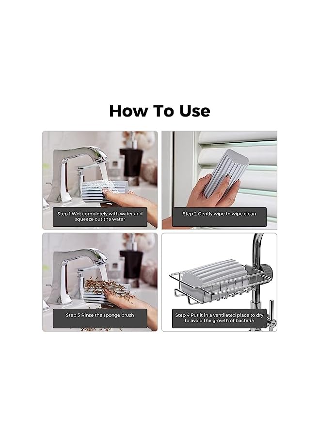 PROMASS promass 4 Pcs Damp Sponge Duster Grey, Sponge Cleaning Brush, Reusable Wet Sponges Cleaning Supplies Tool, Household Clean Sponges Duster for Cleaning Baseboards Blinds, Vents, Window Trunk - Image 4