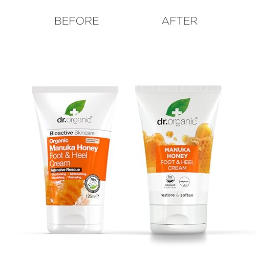 dr.organic Dr. Organic Manuka Honey Foot Cream, Moisturising, Dry Skin, Mens, Womens, Natural, Vegetarian, Cruelty-Free, Paraben & SLS-Free, Recycled & Recyclable, Organic, 125ml, Packaging may vary - Image 5