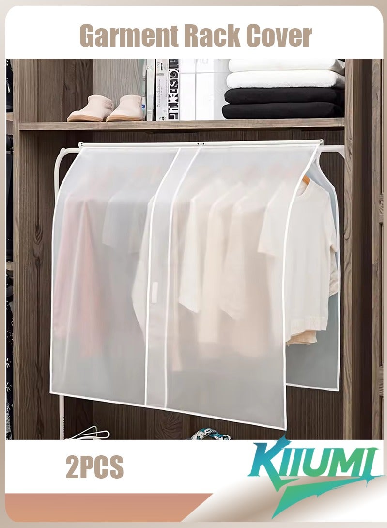 KIIUMI 2PCS Garment Bag，Clothes Rail Cover，Hanging Coat Protector Bags for Open Closet，Clear Garment Storage Bags Clothes Covers Dust Proof and Waterproof for Hanging Clothes Bags,Prevent Insects and Dust From Staining Clothes，110cm*110cm, White - Image 1