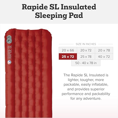 Big Agnes Rapide SL - Insulated Sleeping Pad, Ultralight, All Season Compact Backpacking and Hiking, Pumphouse Sack Included, Orange, 25x72 Wide Regular - Image 2