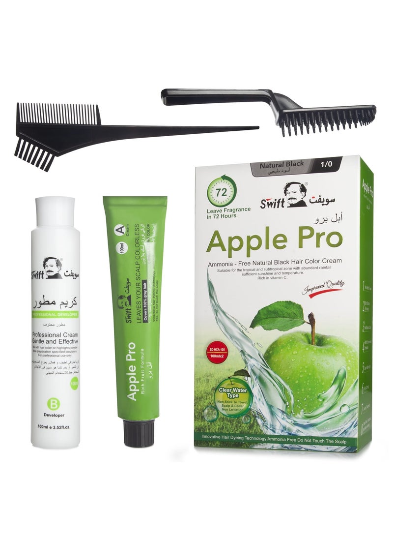 Swift Apple Hair Dye Cream 1/0 Natural Black 100 + 100 ml  - Image 1