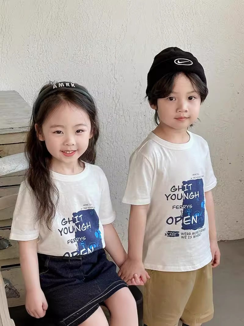 Children'S Short-Sleeved T-Shirt Top Cotton Half-Sleeve Tide Big Boys And Girls Online Fashion Class Clothes - Image 5
