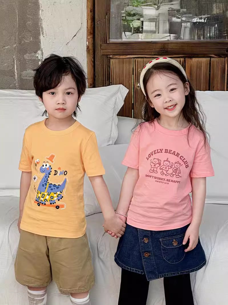 Children'S Short-Sleeved T-Shirt Top Cotton Half-Sleeve Tide Big Boys And Girls Online Fashion Class Clothes - Image 3