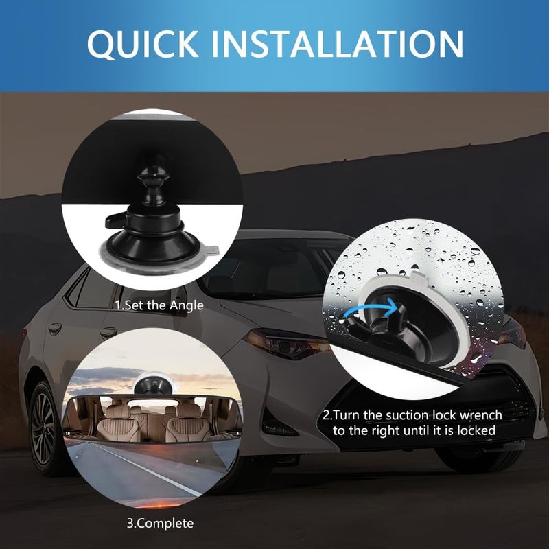 Figpade Car Rear View Mirror,HD 360° Rotatable Car Rearview Mirror for Observing Vehicles and Children,Suction Cup Universal Replacement Rear View Mirror for Most Cars,Trucks,SUVs - Image 5