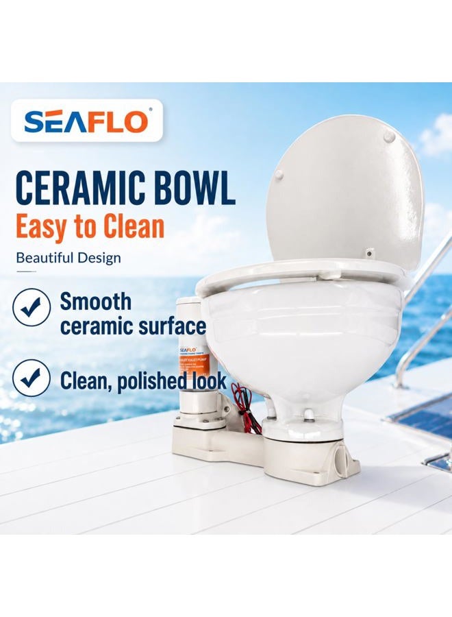 SEAFLO 12V Electric Twist Flush Marine Toilet Boating Head - Image 5