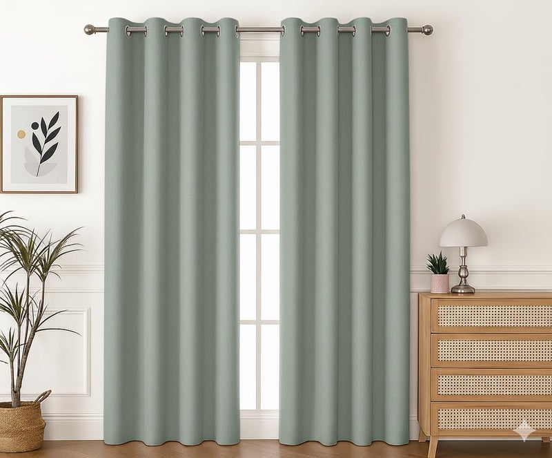 Amali Regal Dimout curtains with  Grommets in 2 panels Size (W132 x L 274cm) for living room Decor or bedroom window noise reduction and light blocking - Image 1
