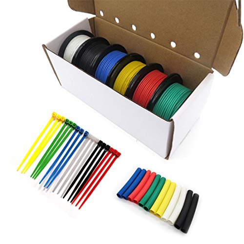 Fermerry 26 AWG Stranded Wire Spool 5ft Each 6 Colors Flexible 26 Gauge Silicone Hook up Wire Kit Electrical Tinned Copper Wire - Image 1