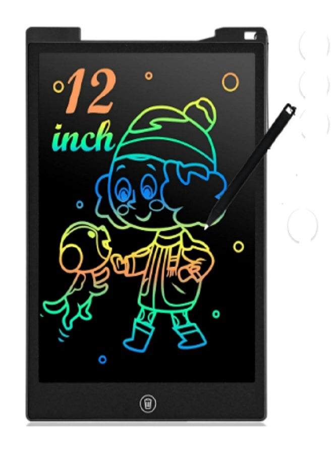 Generic 12 Inch LCD Writing Tablet for Kids, Colorful Doodle Board Drawing Pad for Kids, Electronic Drawing Board Erasable & Reusable, LCD Drawing Tablet for Kids  Toddler Toys Gifts - Black  - Image 1