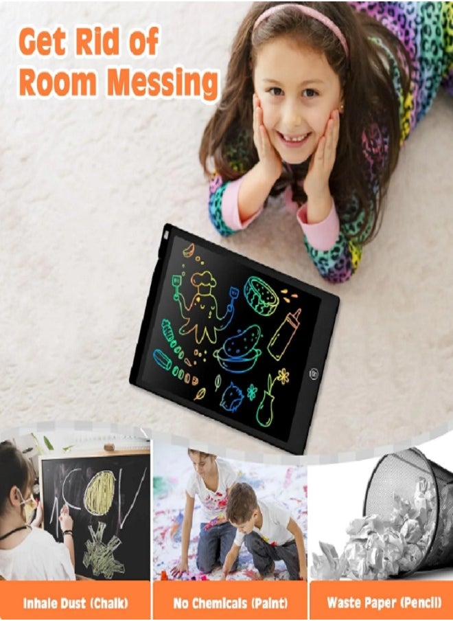 Generic 12 Inch LCD Writing Tablet for Kids, Colorful Doodle Board Drawing Pad for Kids, Electronic Drawing Board Erasable & Reusable, LCD Drawing Tablet for Kids  Toddler Toys Gifts - Black  - Image 4