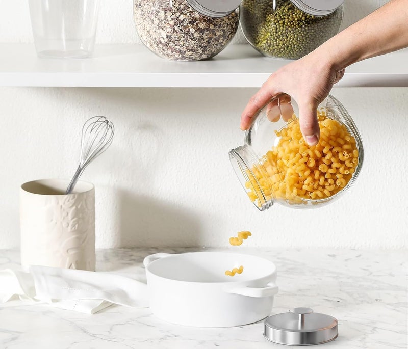 KooK Cookie Jar Penny Jars Candy Jar with Lids Candy Dish Large Storage for Candy Cookies and Snacks Clear Metal Lids Dishwasher Safe 74 oz Set of 2 - Image 2