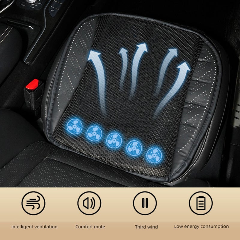Cooling Cushion Red Ice Silk Material - Adjustable 3-Speed Ventilated Seat for Car, Truck, SUV Long Drives, Commuters - Image 5