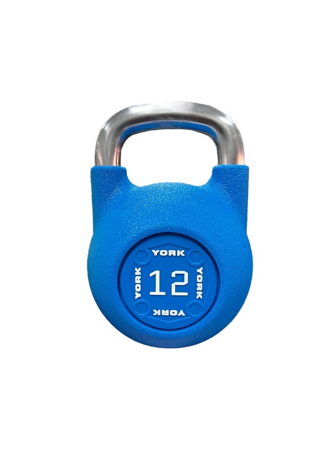 YORK PU Competition Kettlebell 12KG Blue DB2182 – Professional Steel Core Gym Weight with Ergonomic Grip