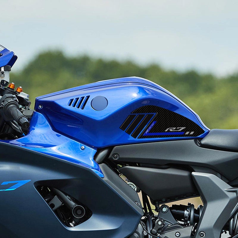 labelbike 3D Stickers Motorcycle Fuel Tank Sides Protection and Decoration in Resin Compatible with Yamaha R7 20212024 Color Carbon Blue - Image 2