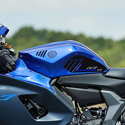 labelbike 3D Stickers Motorcycle Fuel Tank Sides Protection and Decoration in Resin Compatible with Yamaha R7 20212024 Color Carbon Blue - Image 1