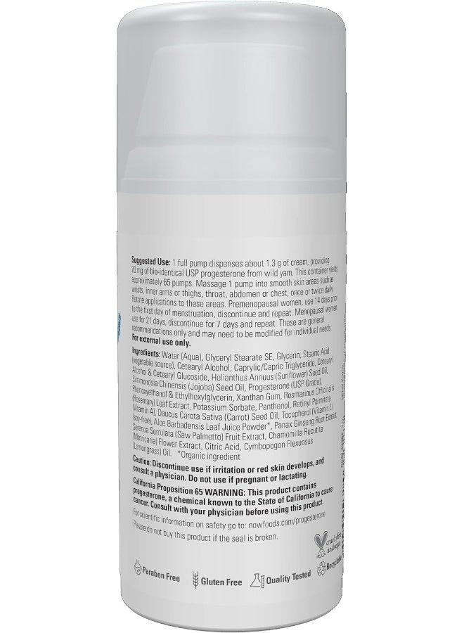 Now Foods Natural Progesterone Liposomal Skin Cream - Unscented - 85 Gram - Image 3